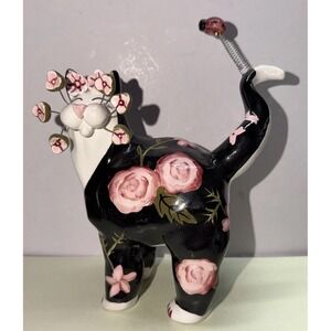Vintage 2003 Annaco Creations Amy Lacombe Roses Kitty With Ladybug On Tail A3